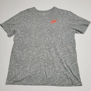 NIKE Swoosh All Over Print T-Shirt 834699-063 Mens XL Short Sleeve Grey